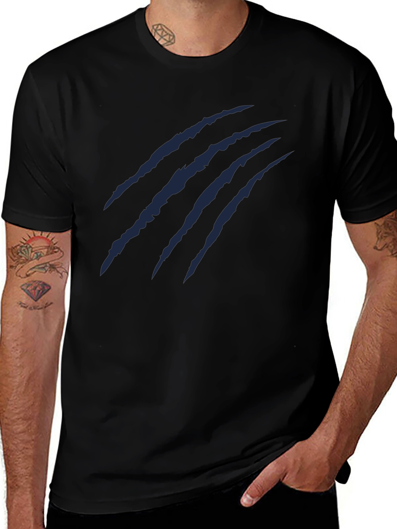 Claw Mark Graphic Tee - Casual Mens T-Shirt
