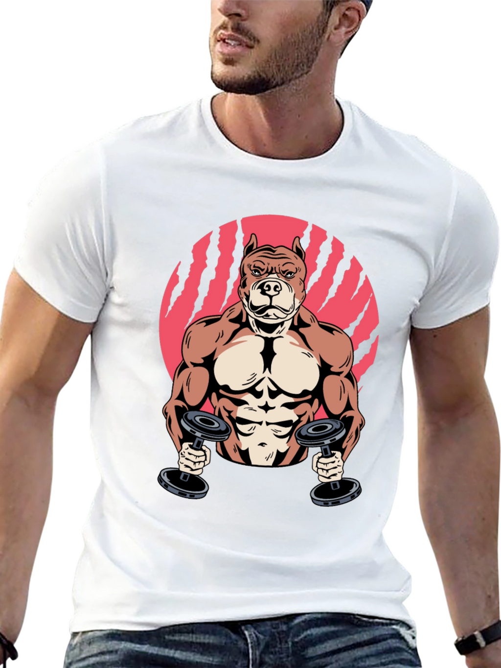 Muscle Dog Graphic Tee - Gym Humor T-Shirt