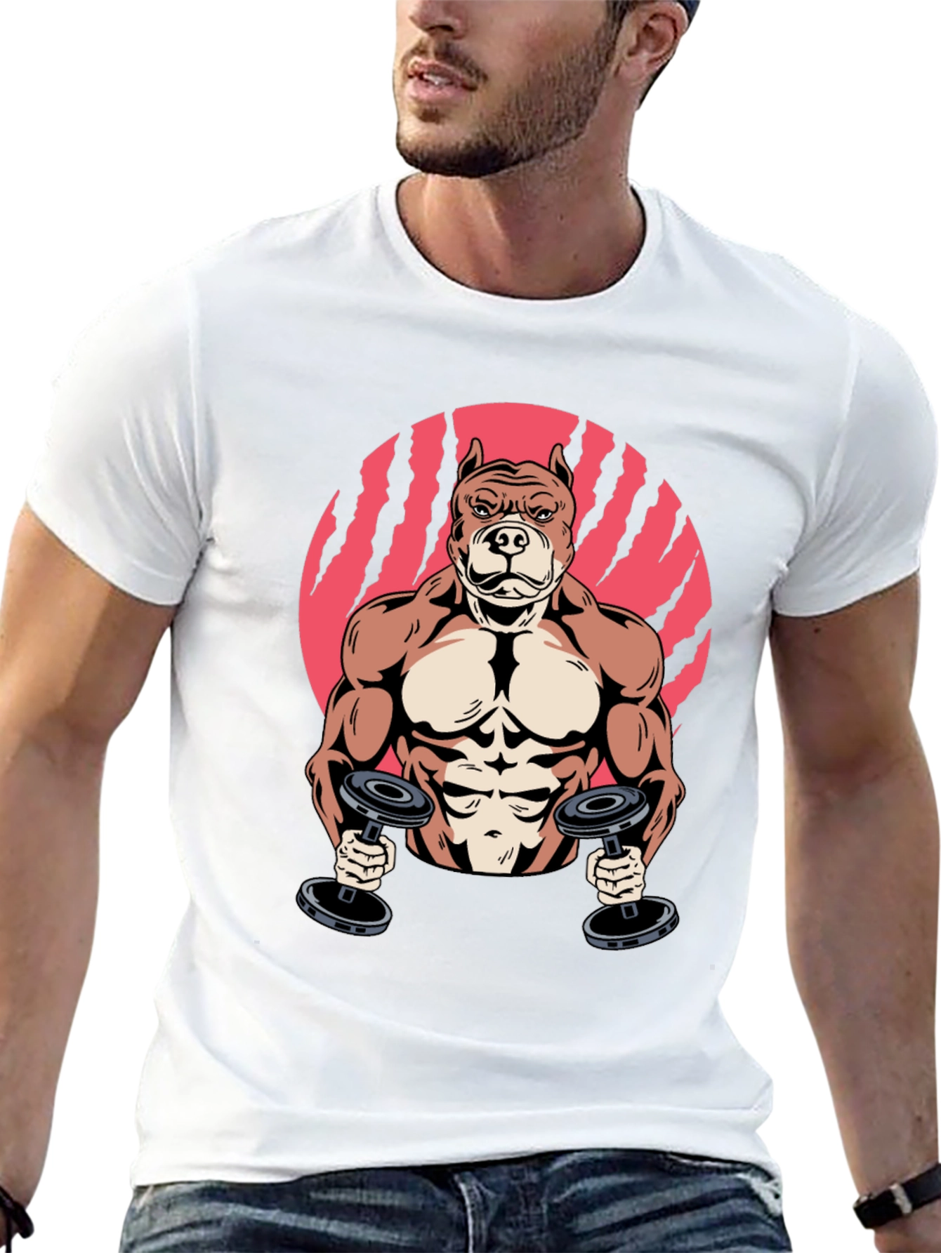 Muscle Dog Graphic Tee - Gym Humor T-Shirt