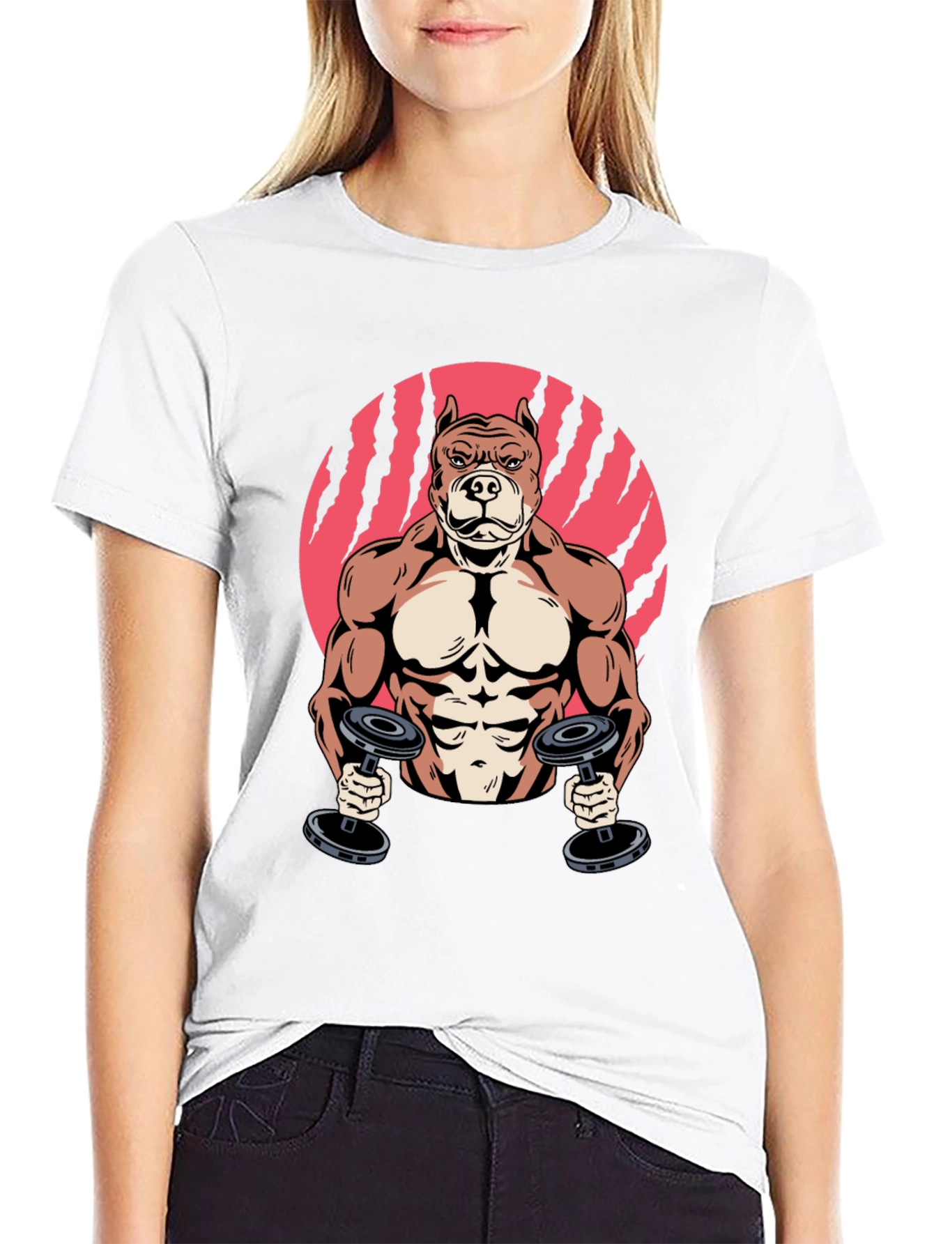 Muscle Dog Graphic Tee - Gym Humor T-Shirt
