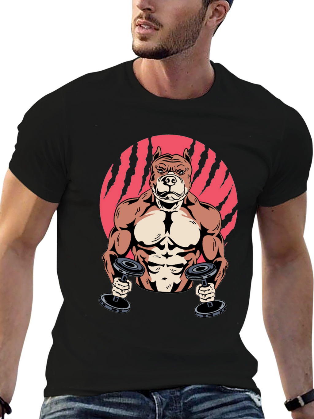 Muscle Dog Graphic Tee - Gym Humor T-Shirt