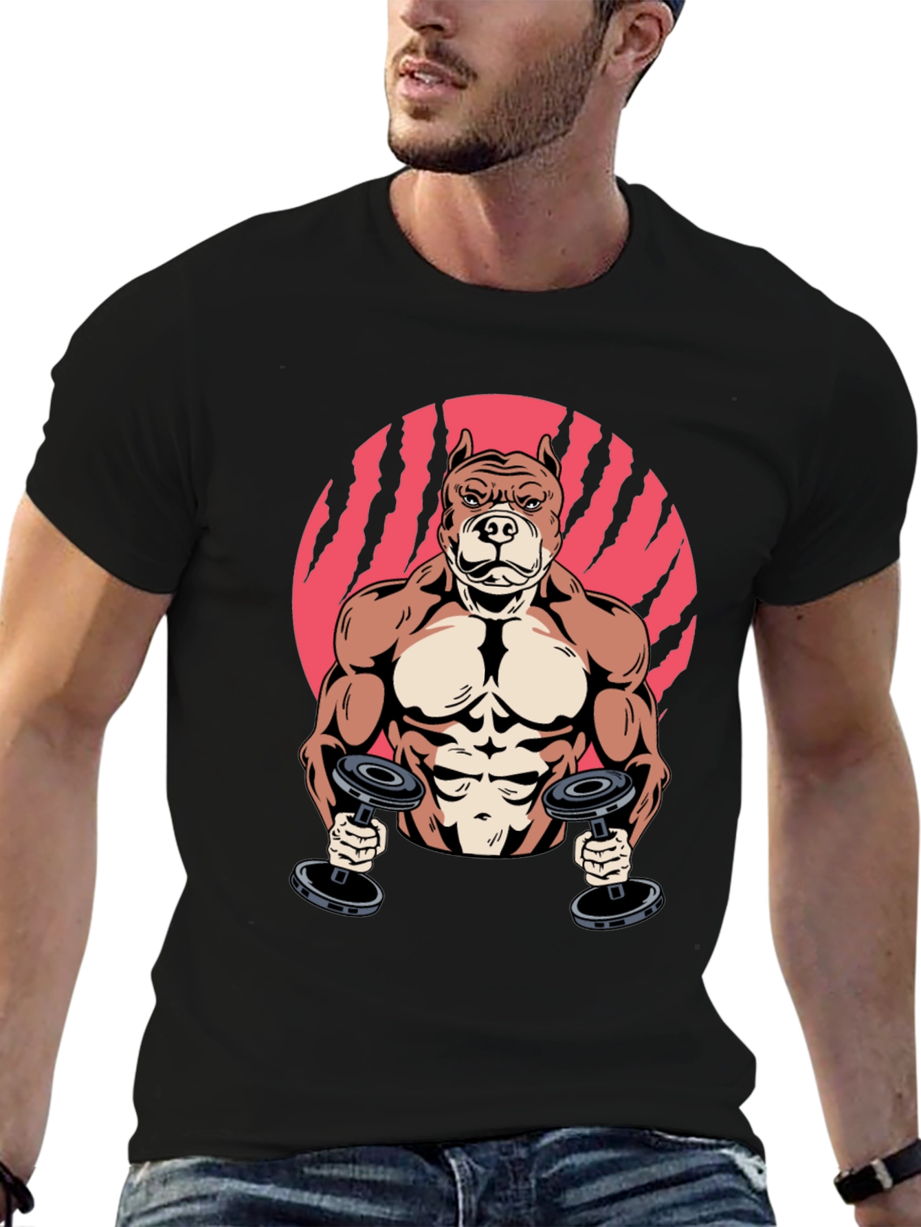 Muscle Dog Graphic Tee - Gym Humor T-Shirt