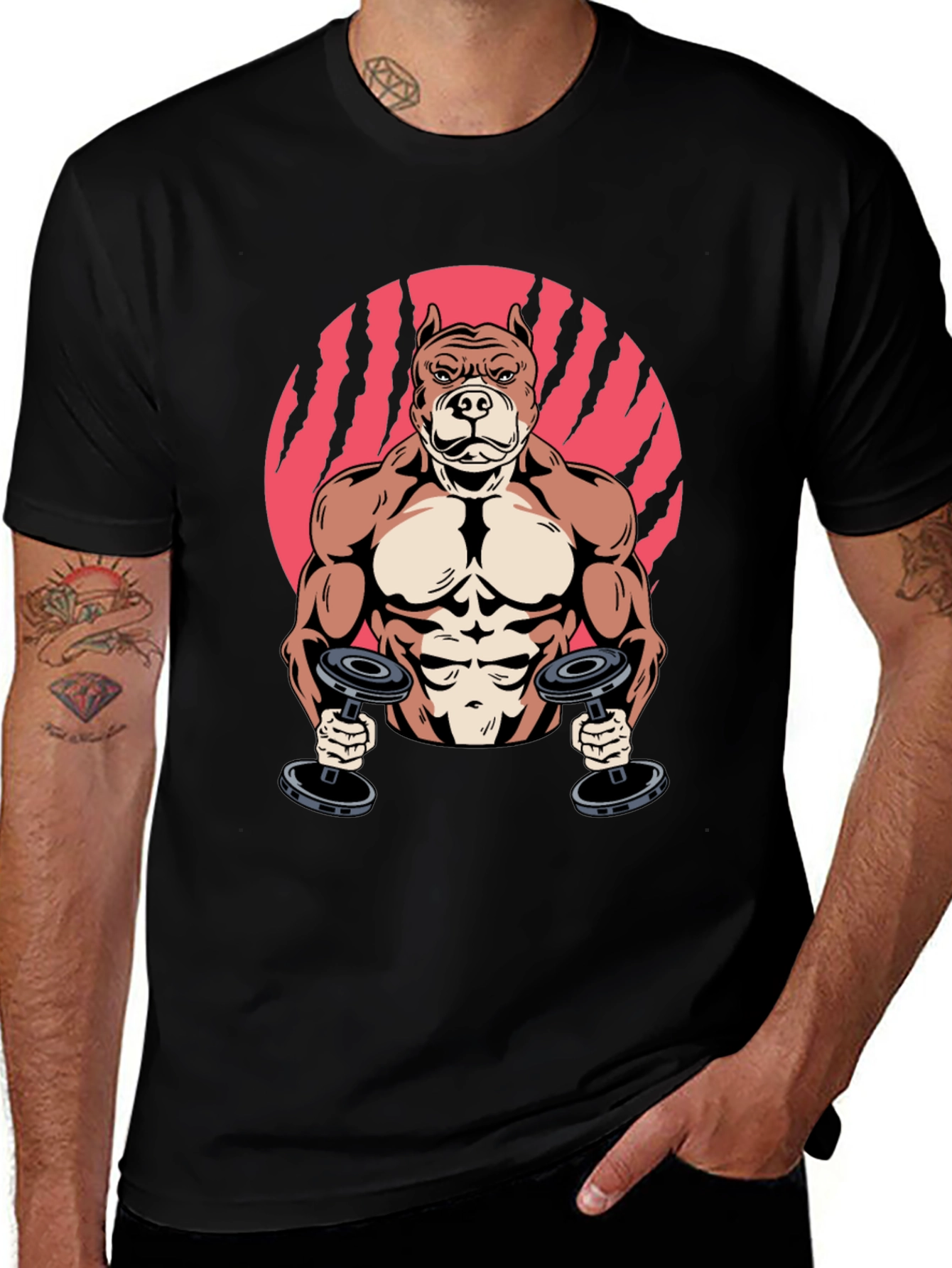 Muscle Dog Graphic Tee - Gym Humor T-Shirt