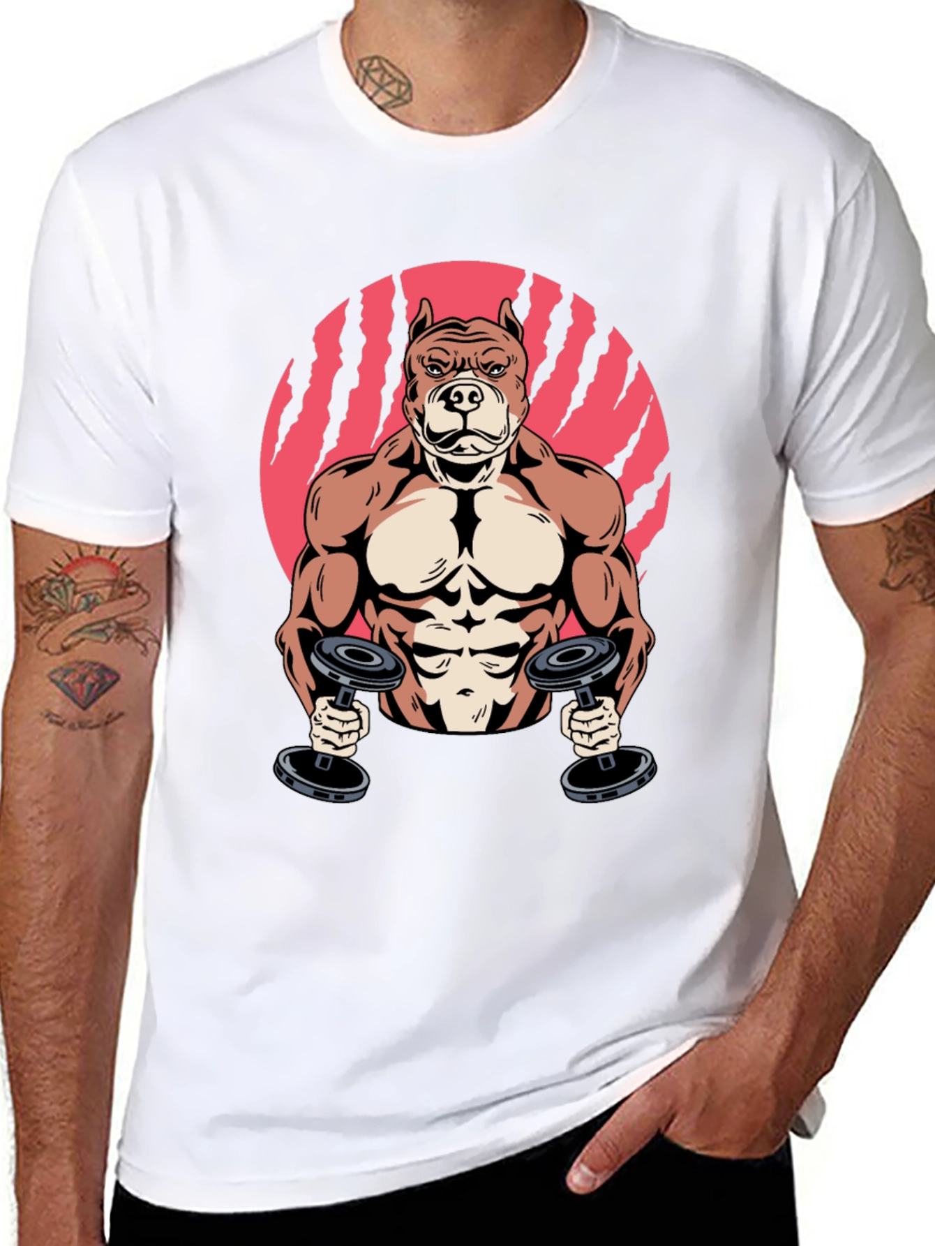 Muscle Dog Graphic Tee - Gym Humor T-Shirt