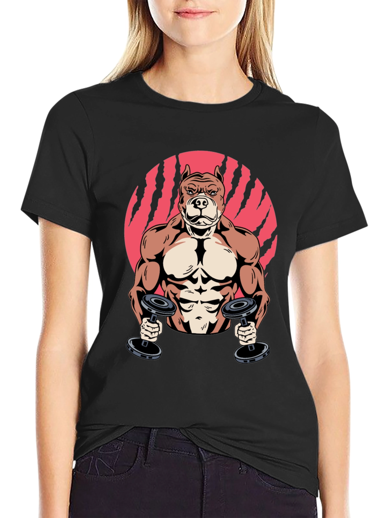 Muscle Dog Graphic Tee - Gym Humor T-Shirt
