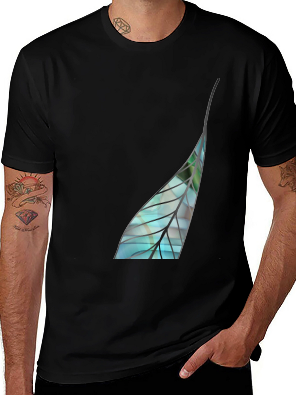 Leaf Graphic Black T-Shirt