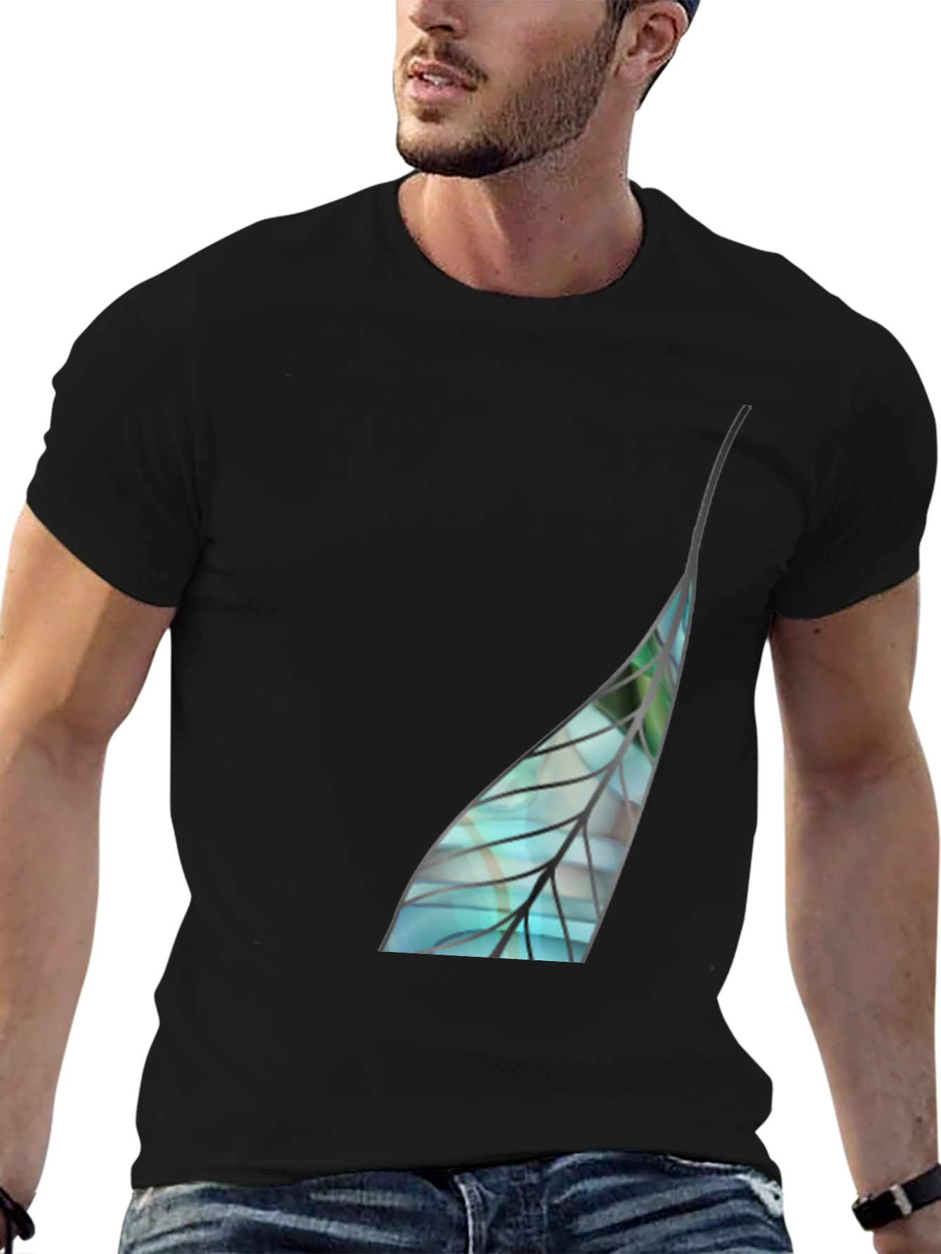 Leaf Graphic Black T-Shirt