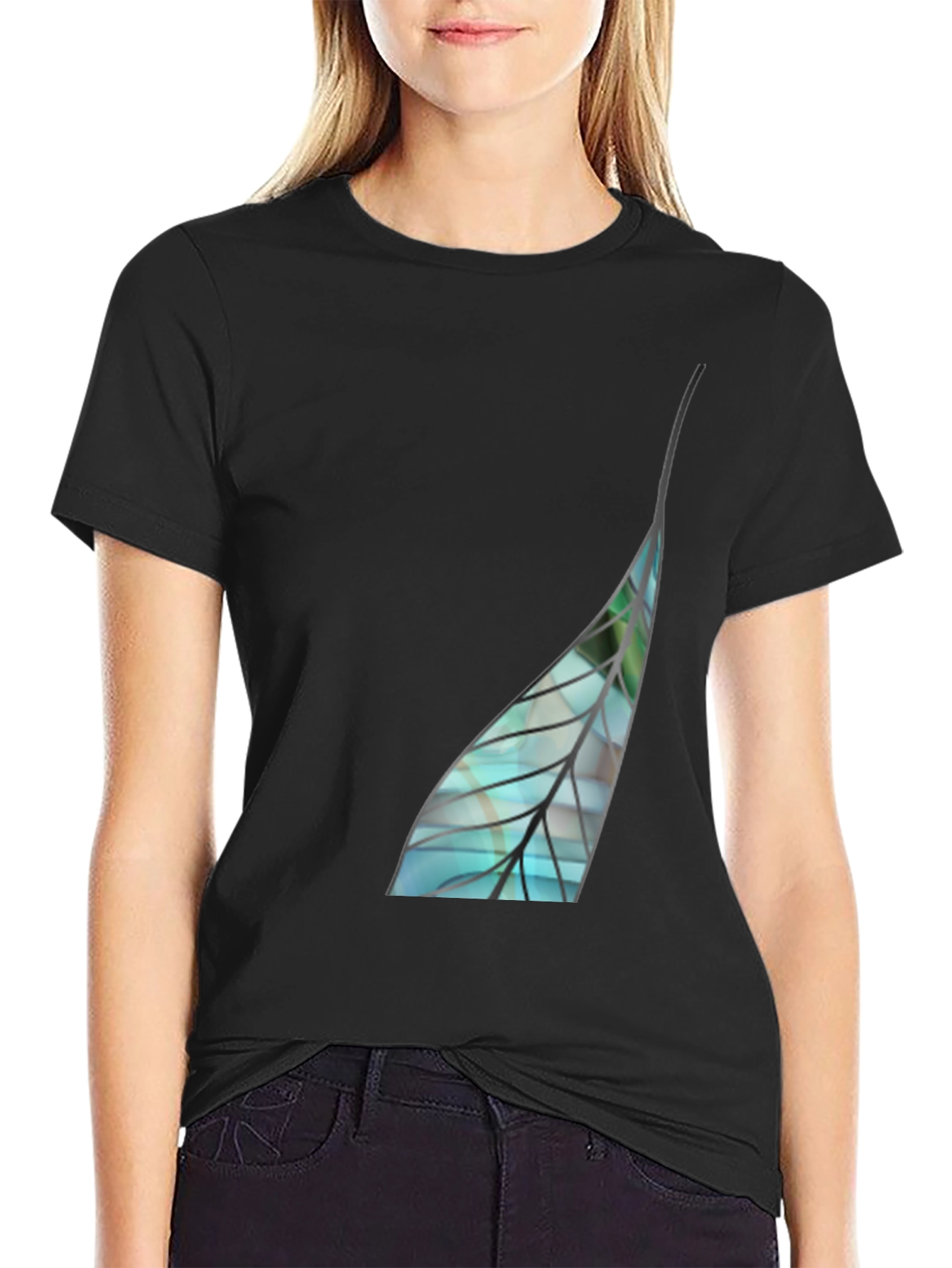 Leaf Graphic Black T-Shirt
