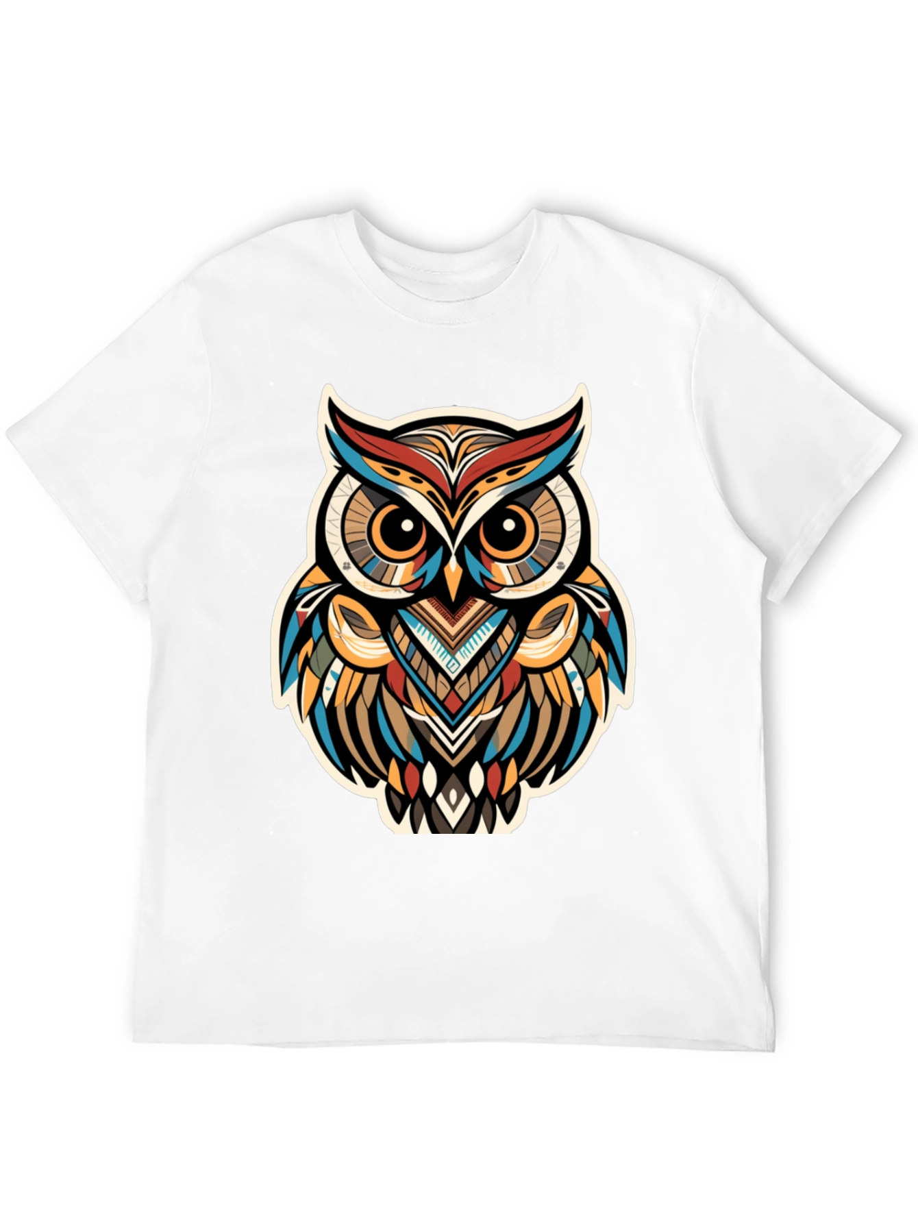Tribal Owl Graphic Print Black T-Shirt