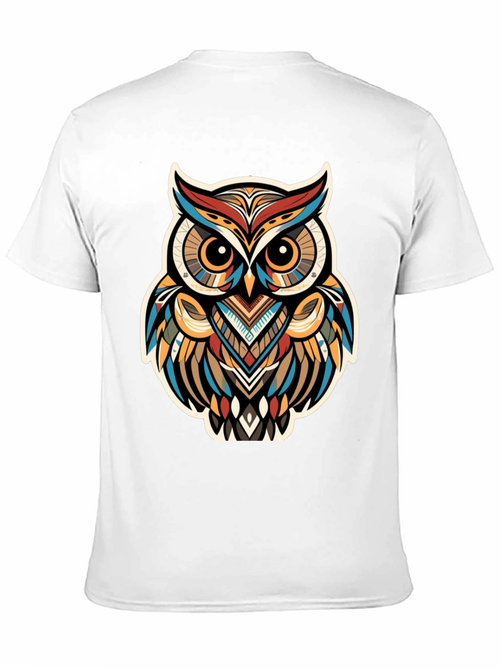 Tribal Owl Graphic Print Black T-Shirt
