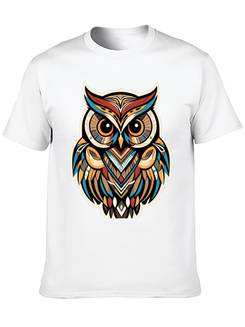 Tribal Owl Graphic Print Black T-Shirt