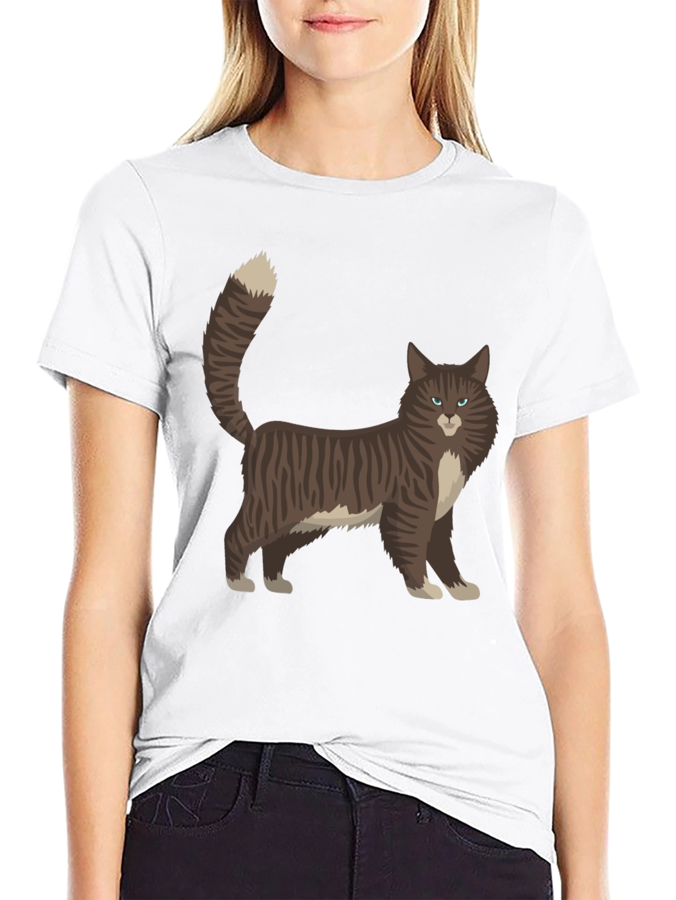 Cat Graphic Tee - Black Casual T-Shirt