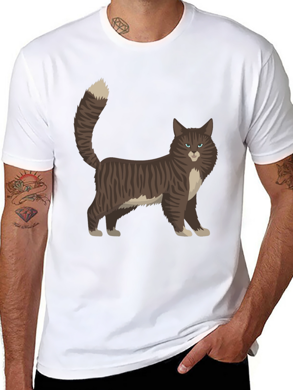 Cat Graphic Tee - Black Casual T-Shirt