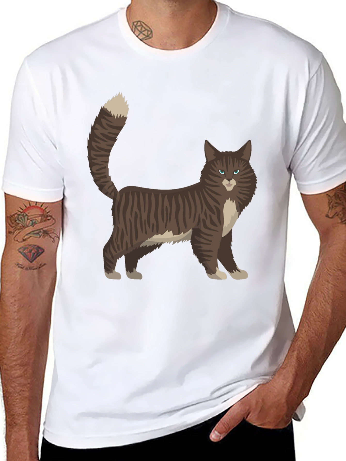 Cat Graphic Tee - Black Casual T-Shirt
