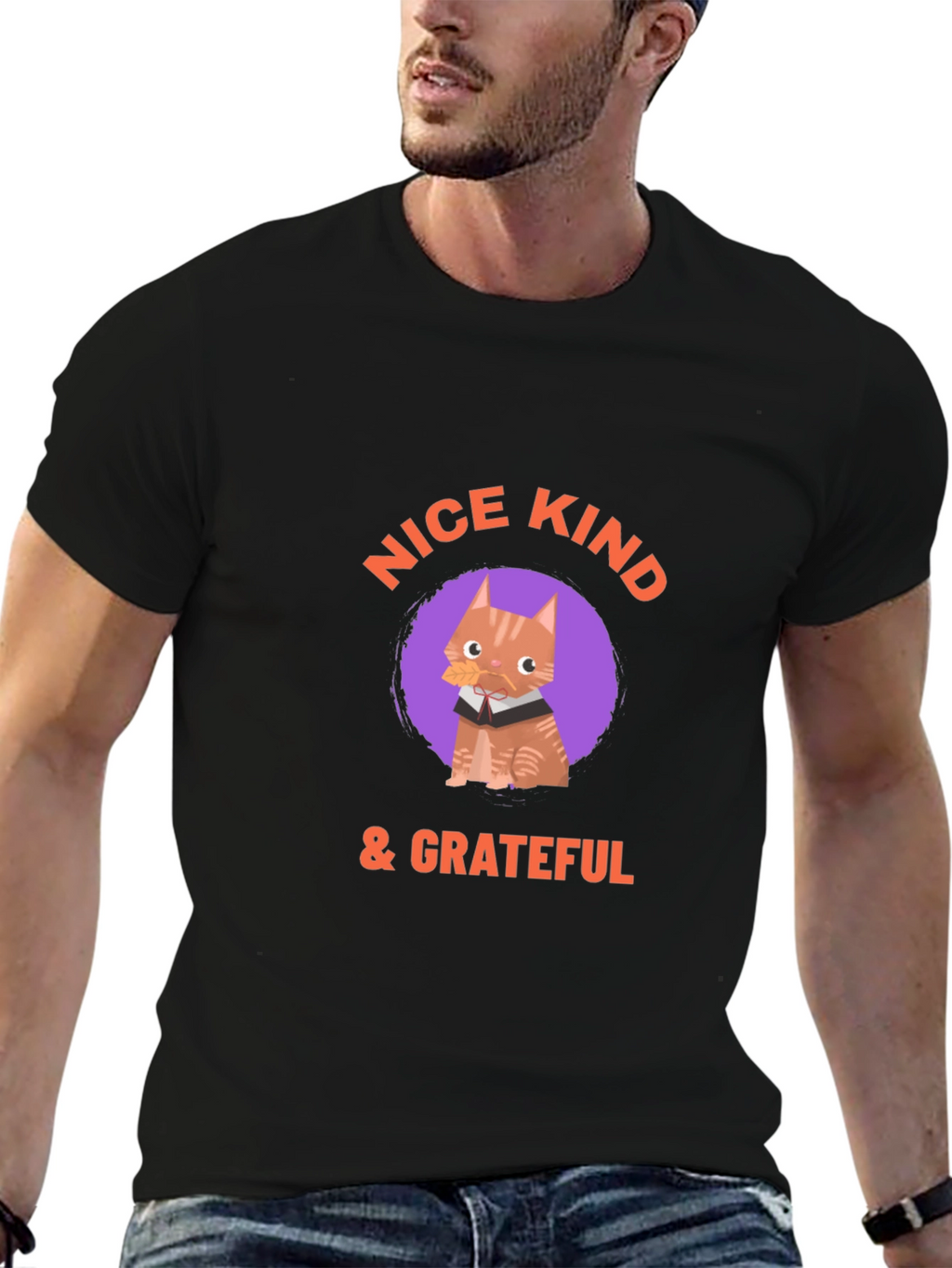 Kind Cat Graphic Tee - Mens Black T-Shirt