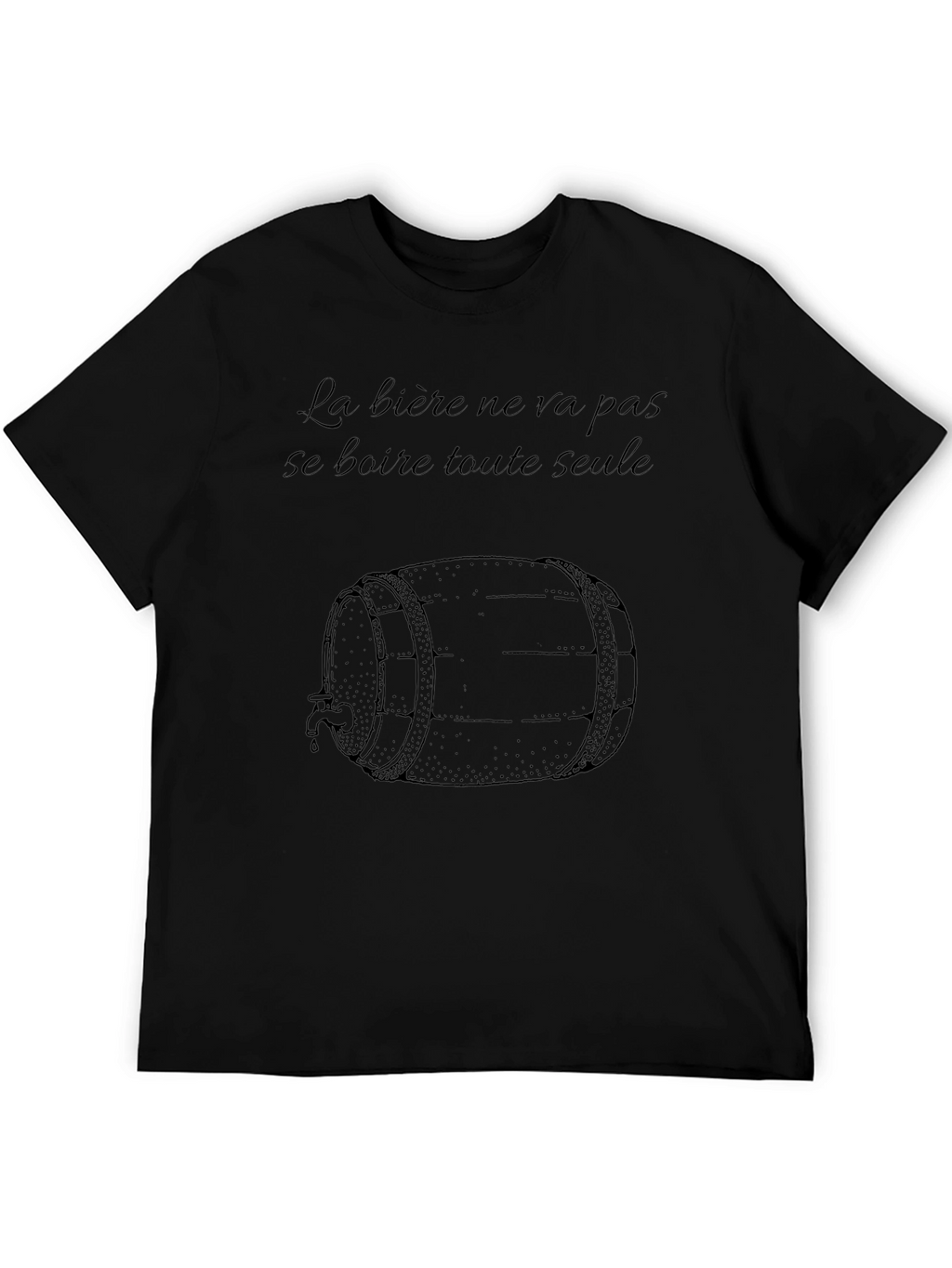 Humorous Beer Barrel Graphic Black T-Shirt