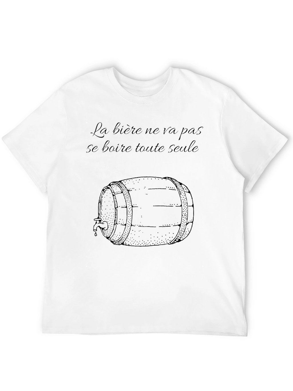 Humorous Beer Barrel Graphic Black T-Shirt