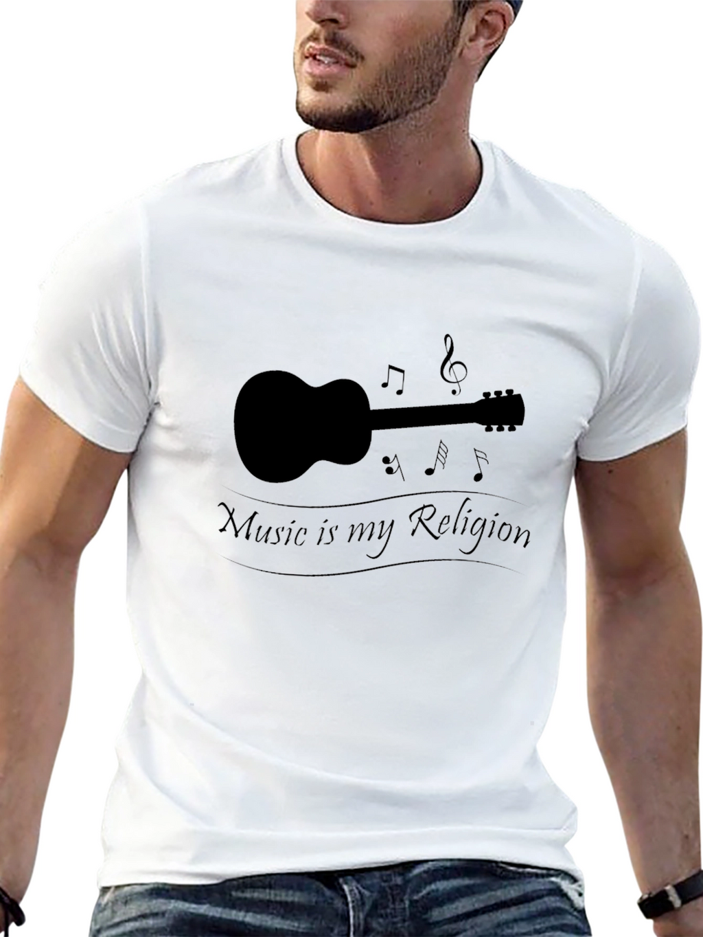 Music is My Religion T-Shirt - Guitar Design