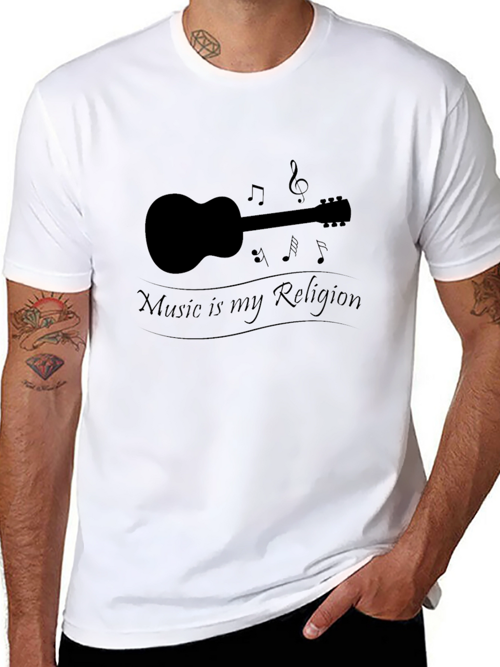 Music is My Religion T-Shirt - Guitar Design