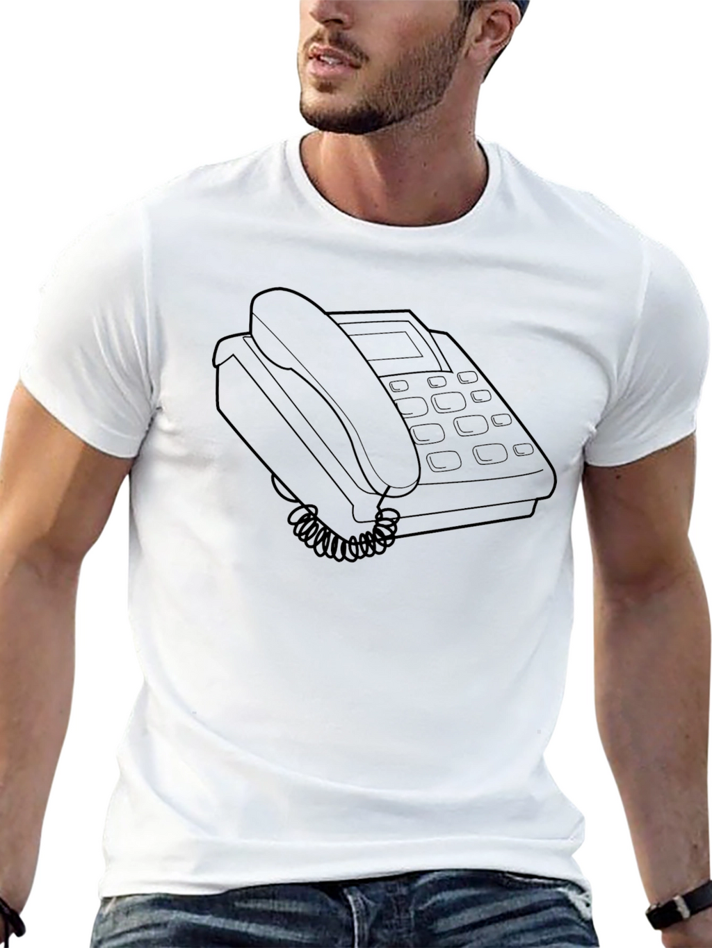 Retro Desk Phone Graphic Tee - Black