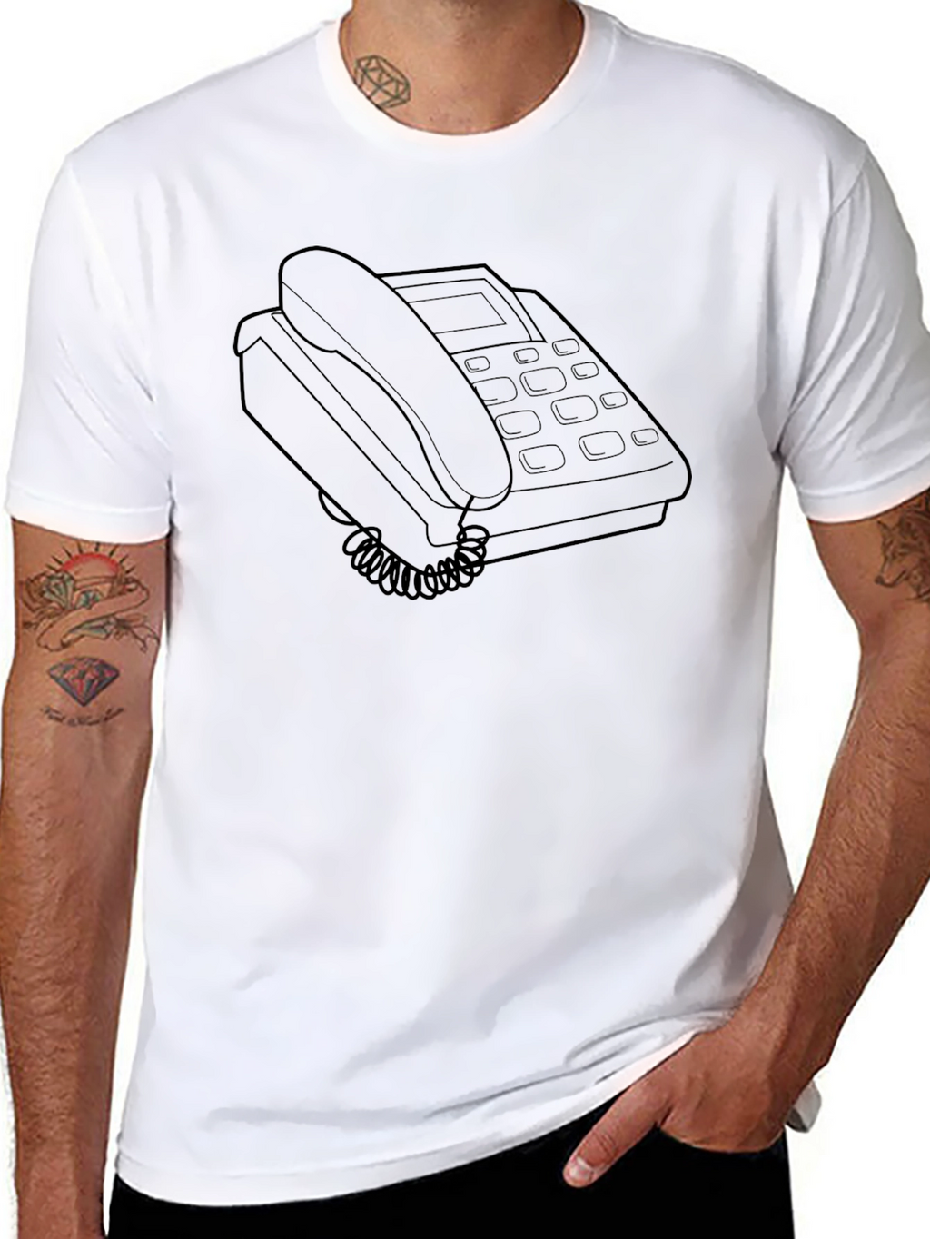 Retro Desk Phone Graphic Tee - Black