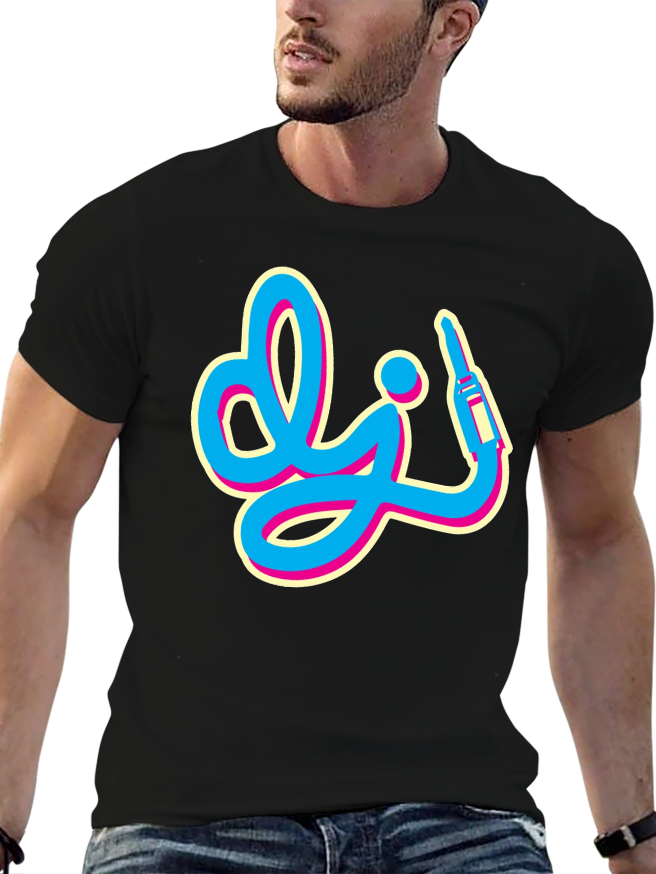 Retro DJ Graphic Tee - Black