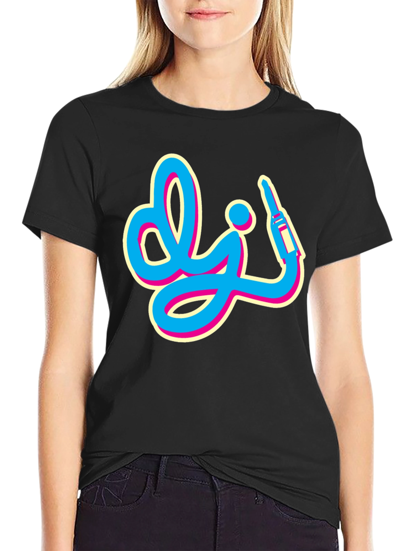 Retro DJ Graphic Tee - Black