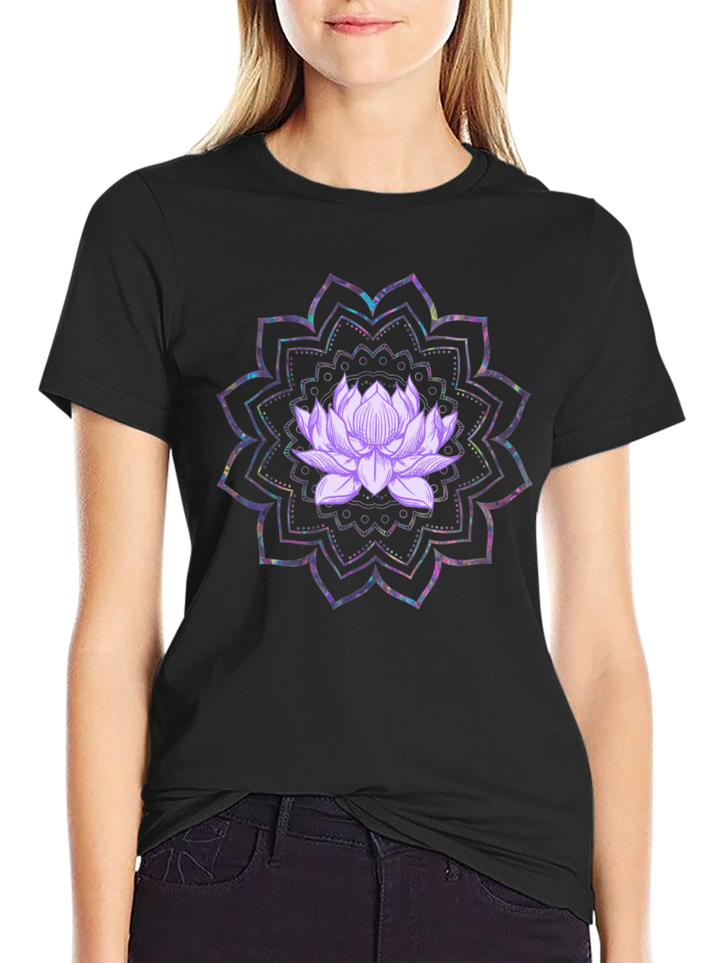 Lotus Mandala Graphic Tee - Black