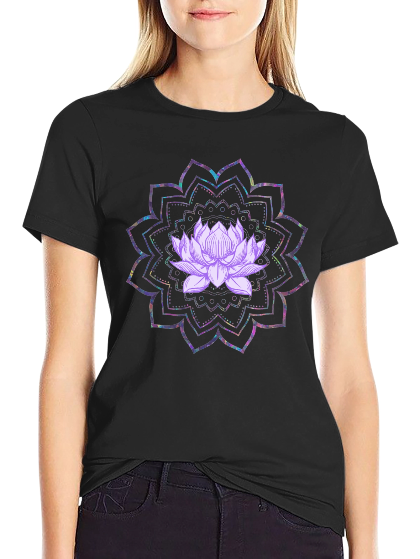 Lotus Mandala Graphic Tee - Black