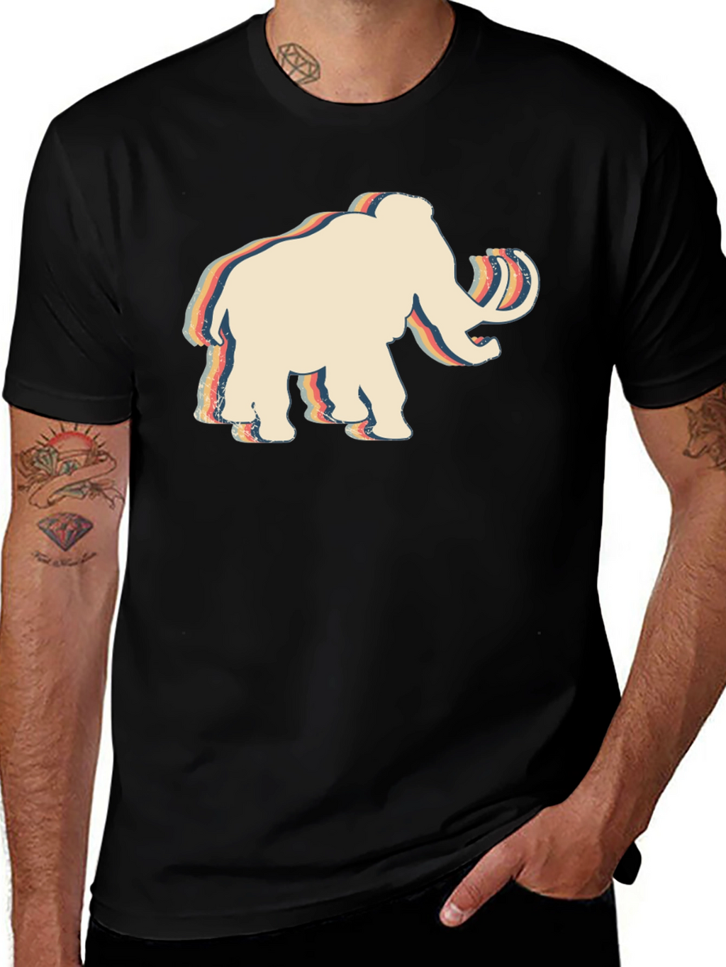 Retro Mammoth Graphic T-Shirt - Black