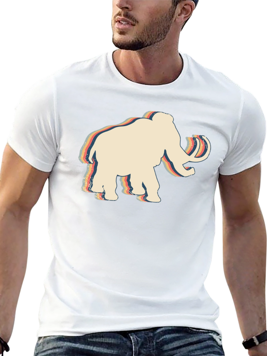 Retro Mammoth Graphic T-Shirt - Black