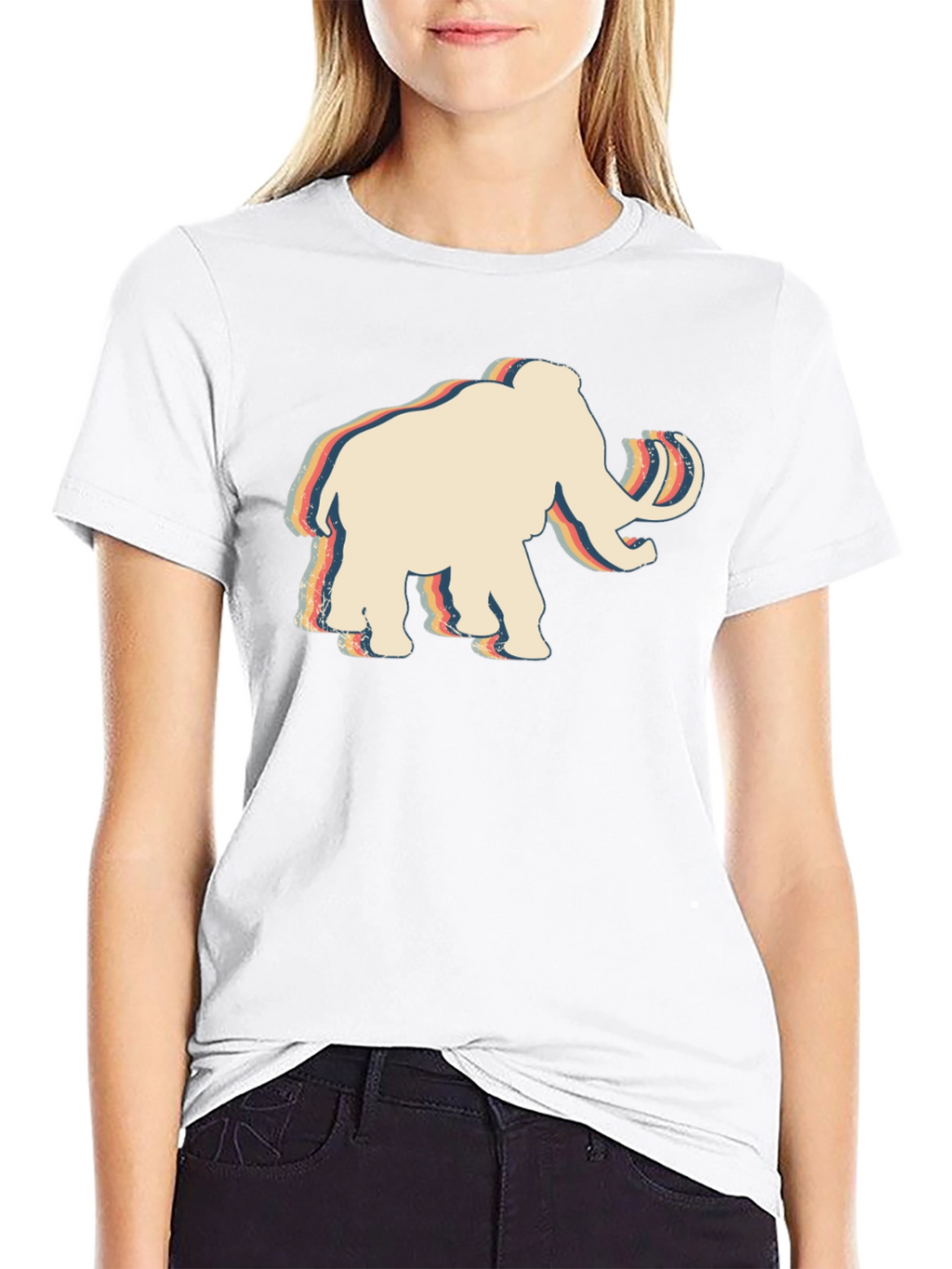 Retro Mammoth Graphic T-Shirt - Black