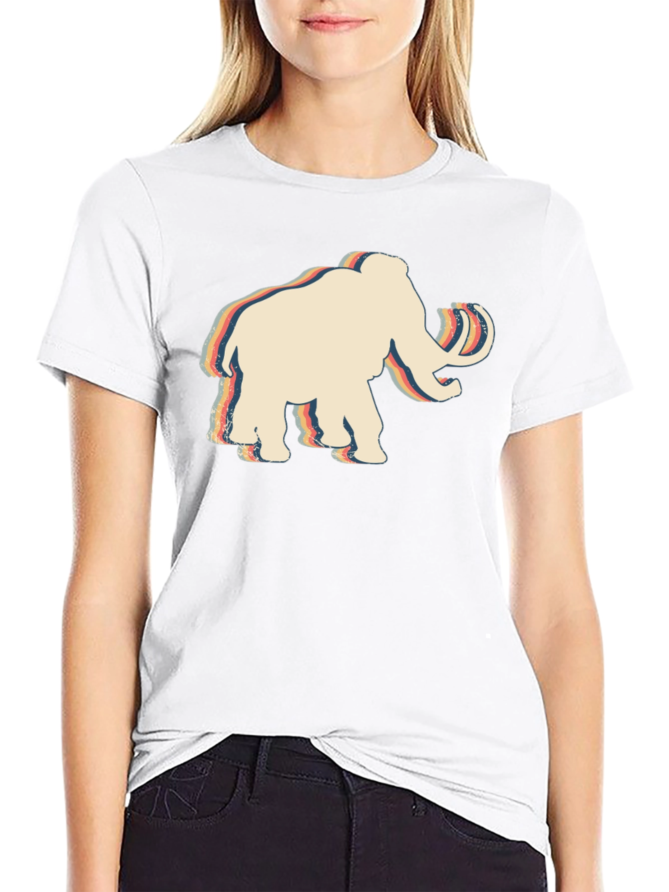 Retro Mammoth Graphic T-Shirt - Black