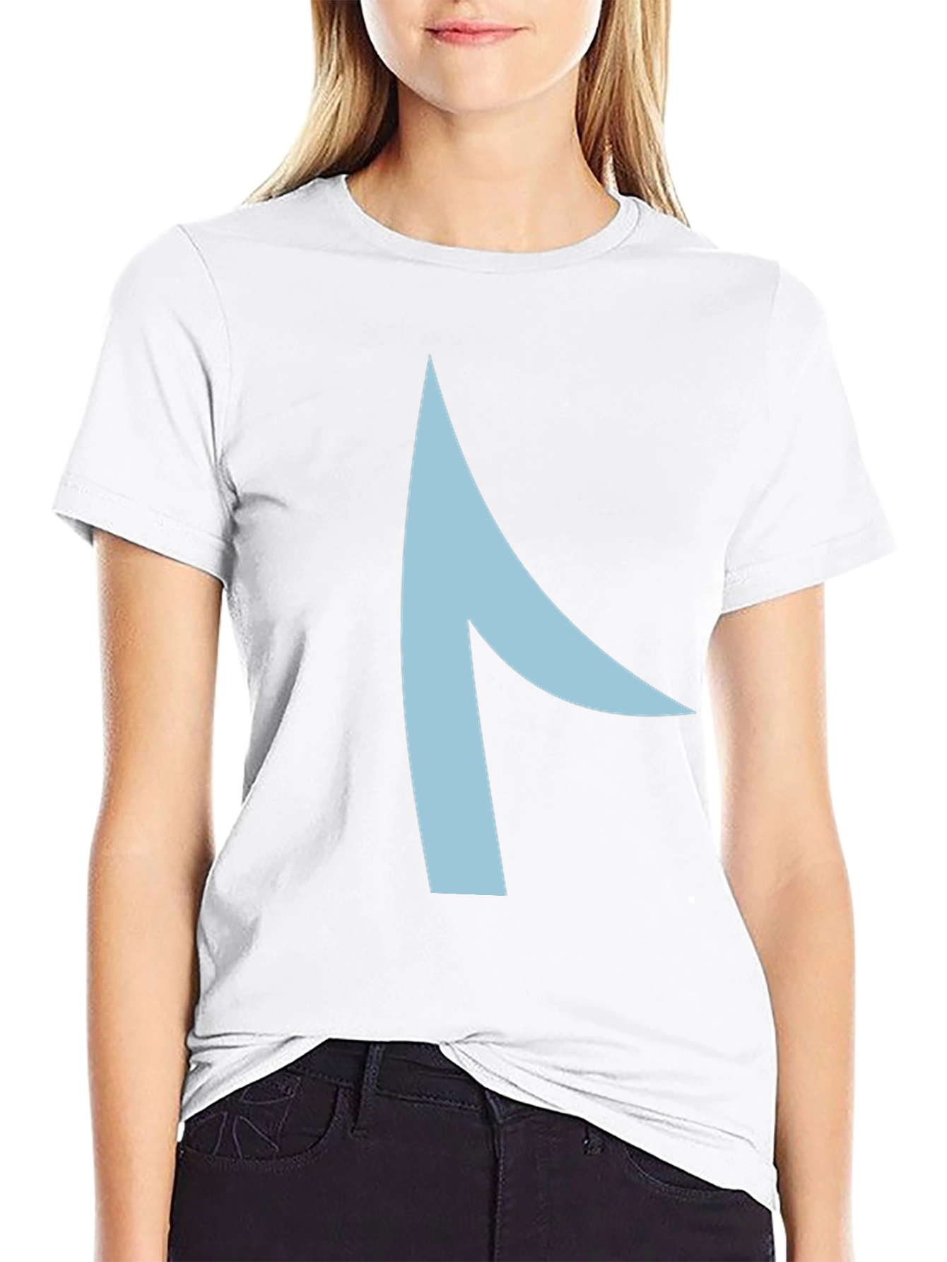 Modern Graphic Tee - Asymmetrical Light Blue Design