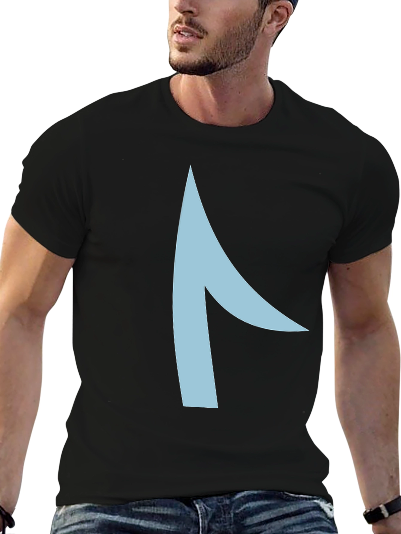 Modern Graphic Tee - Asymmetrical Light Blue Design