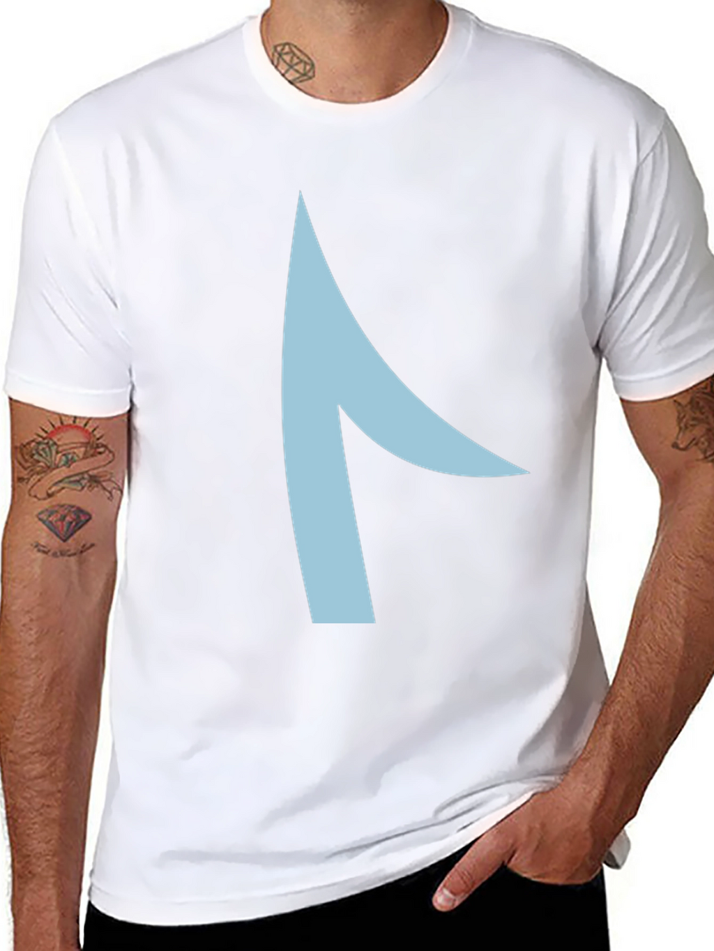 Modern Graphic Tee - Asymmetrical Light Blue Design