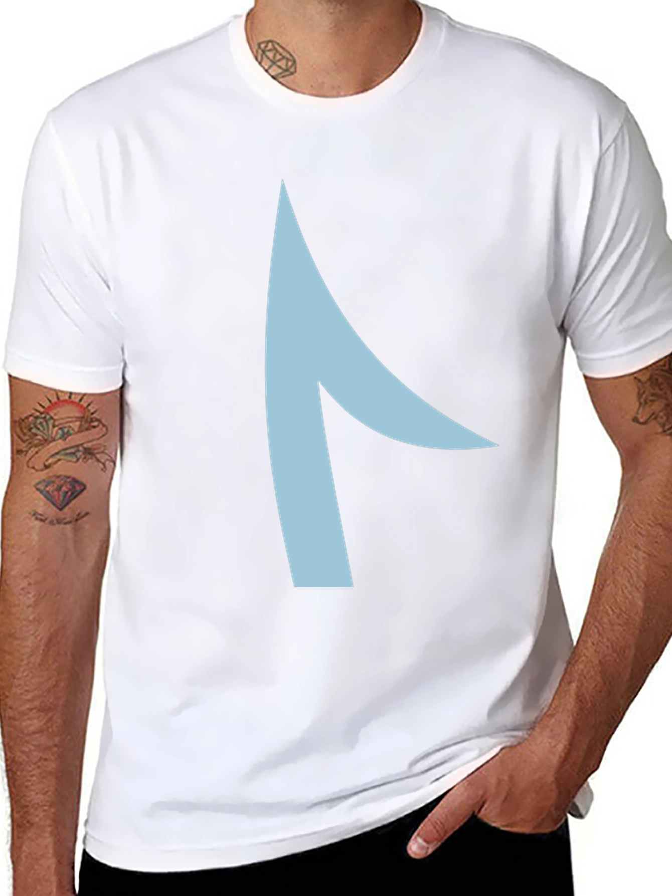 Modern Graphic Tee - Asymmetrical Light Blue Design