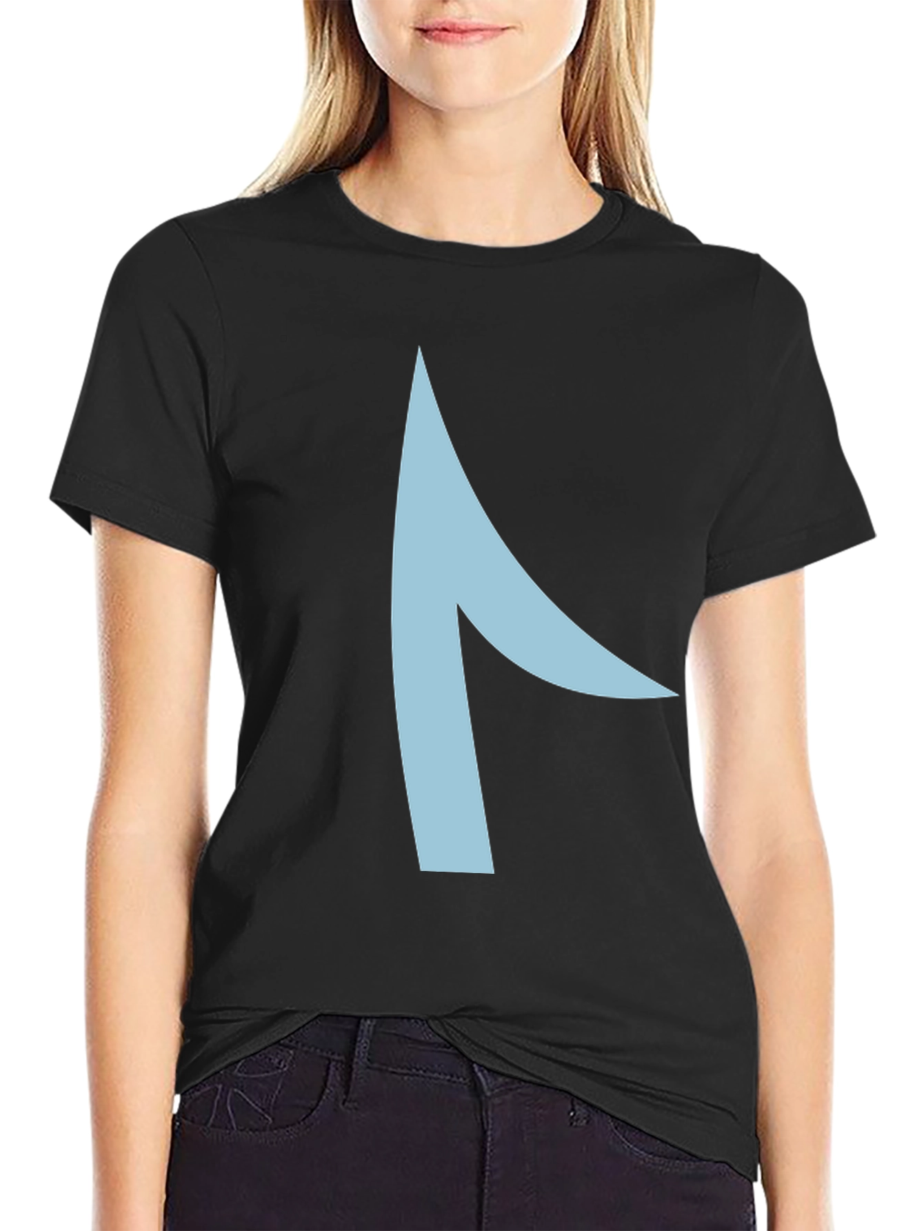 Modern Graphic Tee - Asymmetrical Light Blue Design