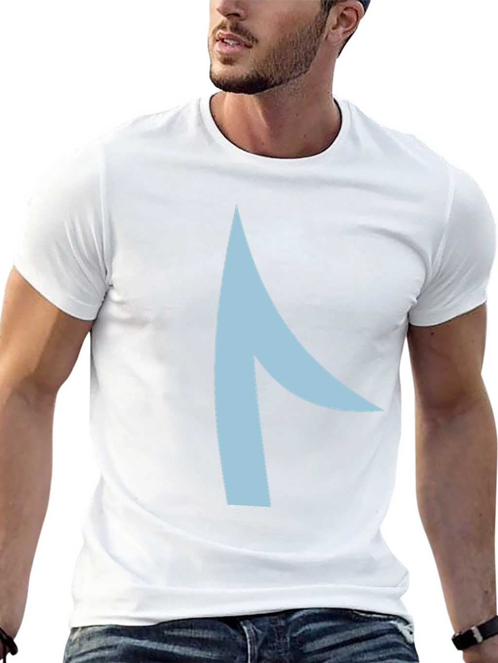 Modern Graphic Tee - Asymmetrical Light Blue Design