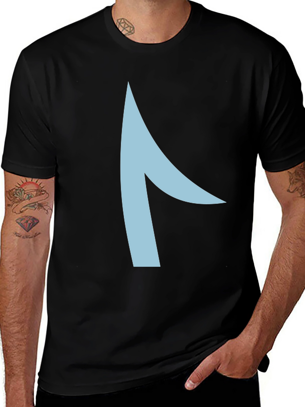 Modern Graphic Tee - Asymmetrical Light Blue Design