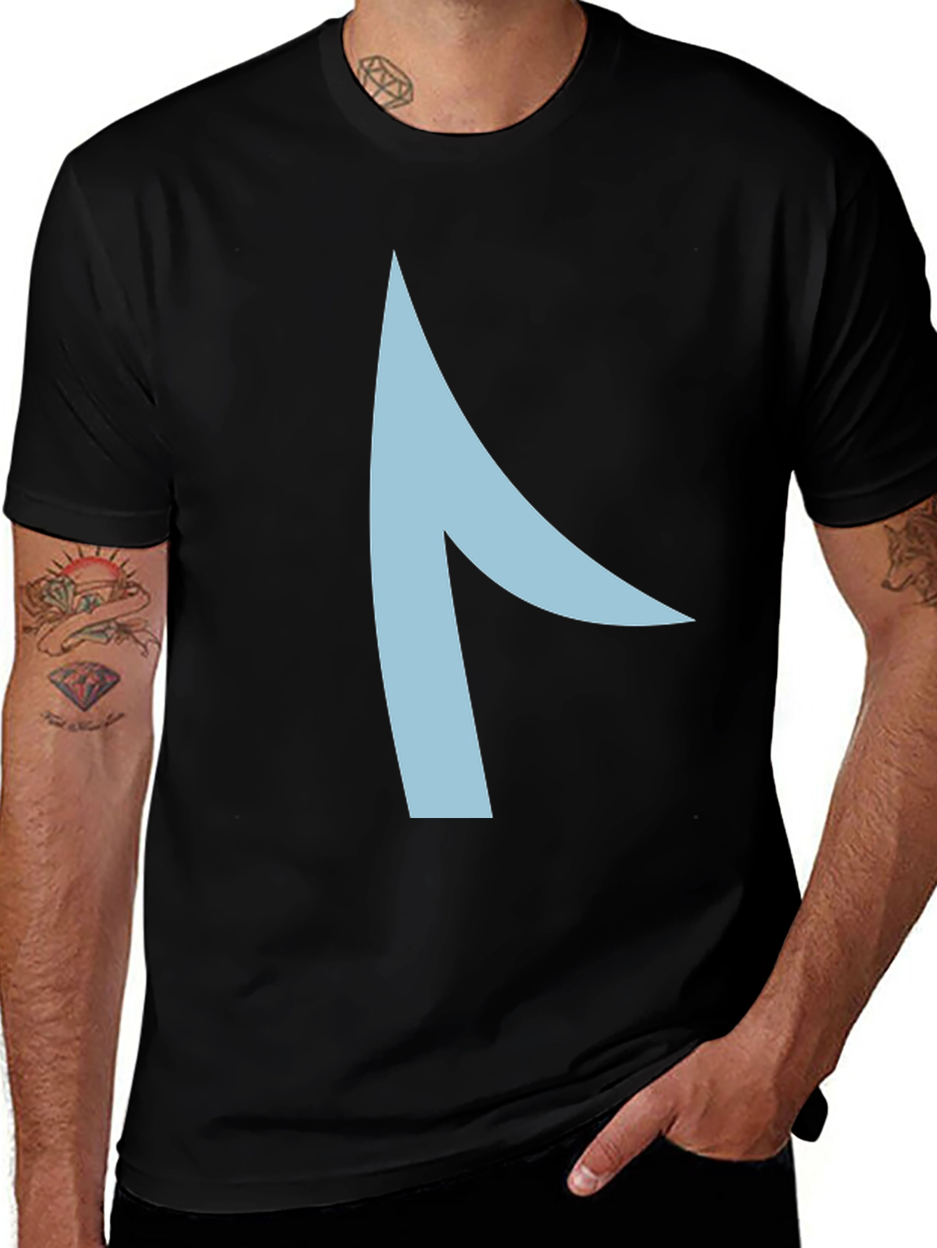 Modern Graphic Tee - Asymmetrical Light Blue Design