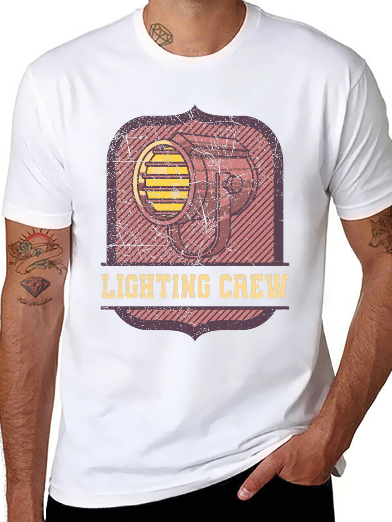 Lighting Crew Graphic Tee - Black Cotton T-Shirt