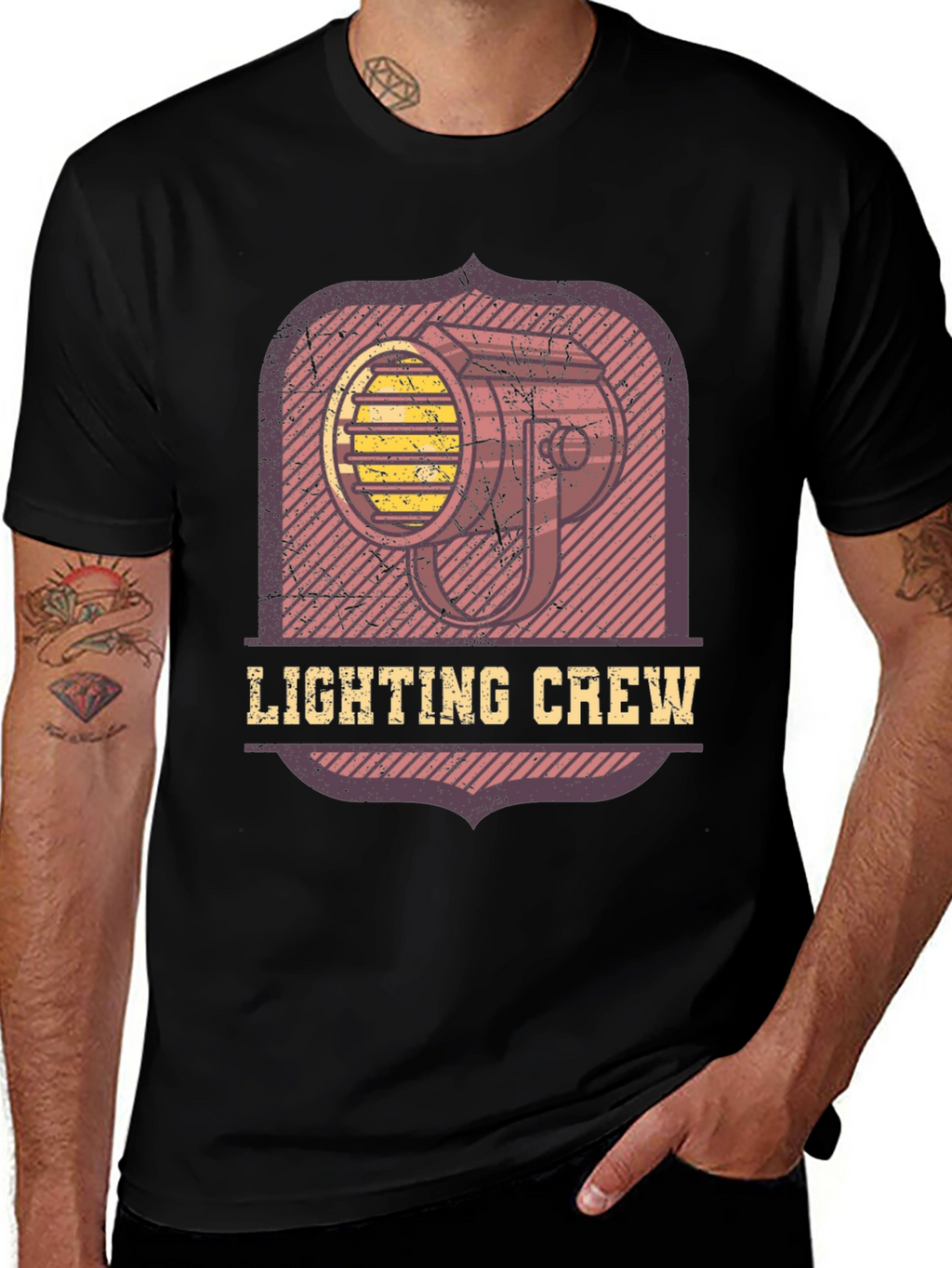 Lighting Crew Graphic Tee - Black Cotton T-Shirt