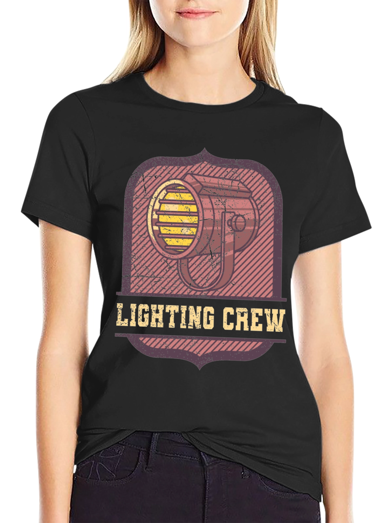 Lighting Crew Graphic Tee - Black Cotton T-Shirt
