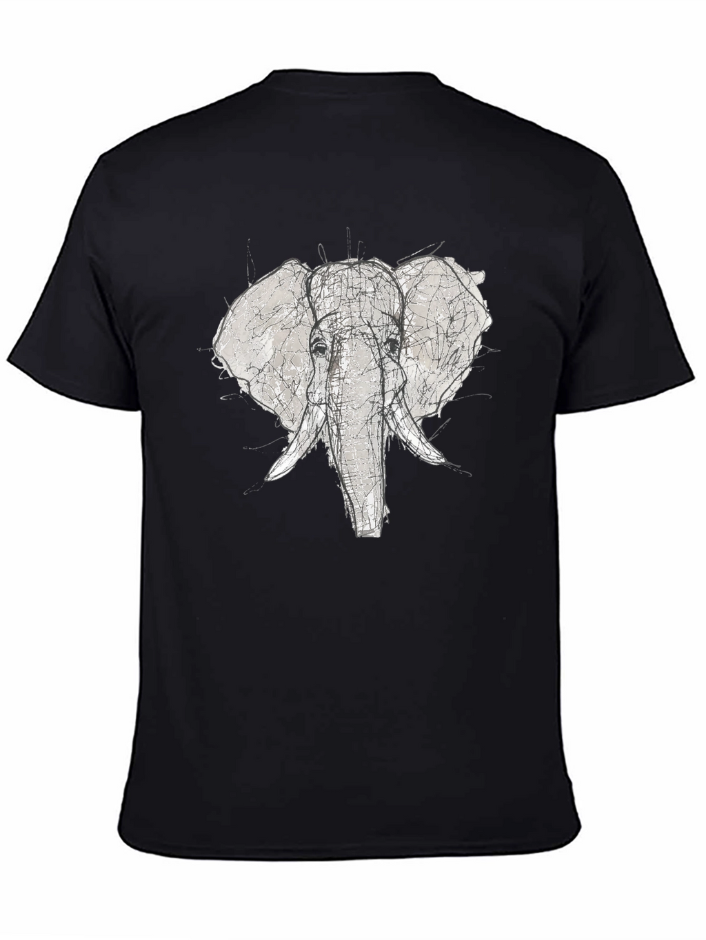 Elephant Sketch Graphic Tee - Black