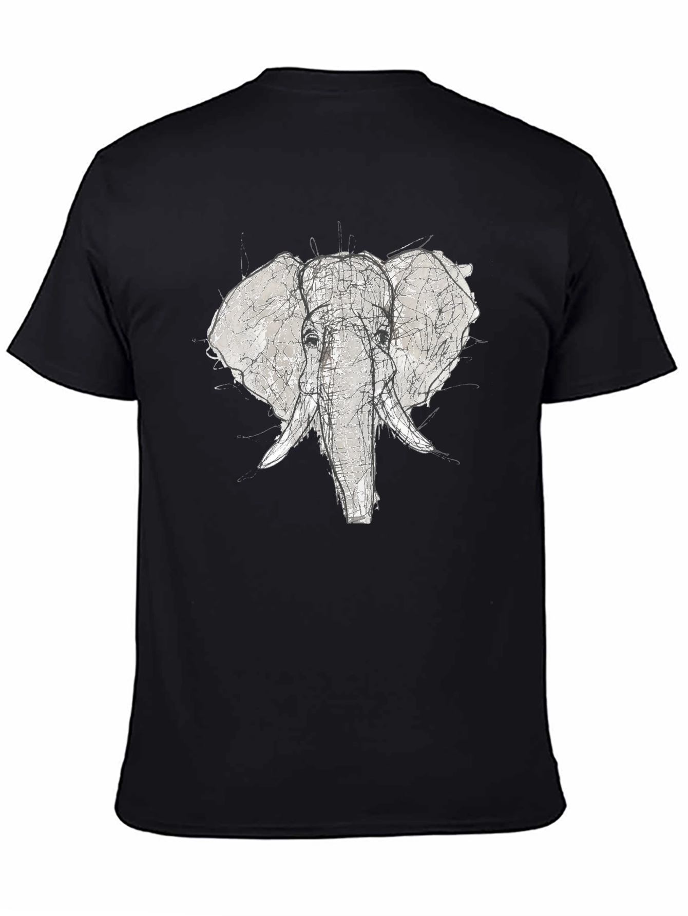 Elephant Sketch Graphic Tee - Black