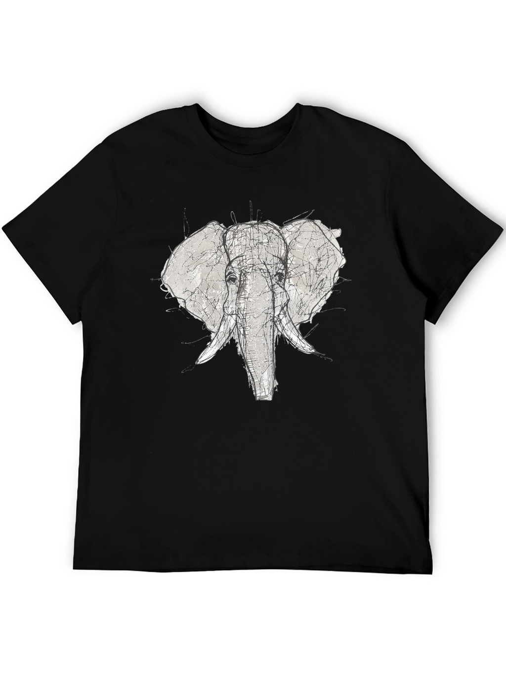 Elephant Sketch Graphic Tee - Black