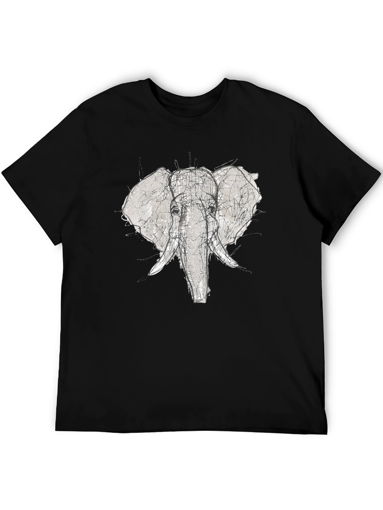 Elephant Sketch Graphic Tee - Black