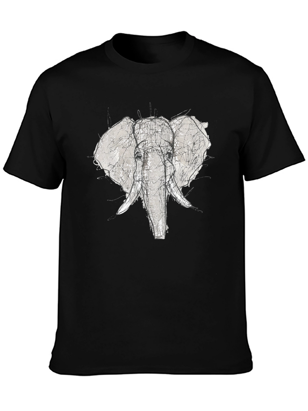 Elephant Sketch Graphic Tee - Black