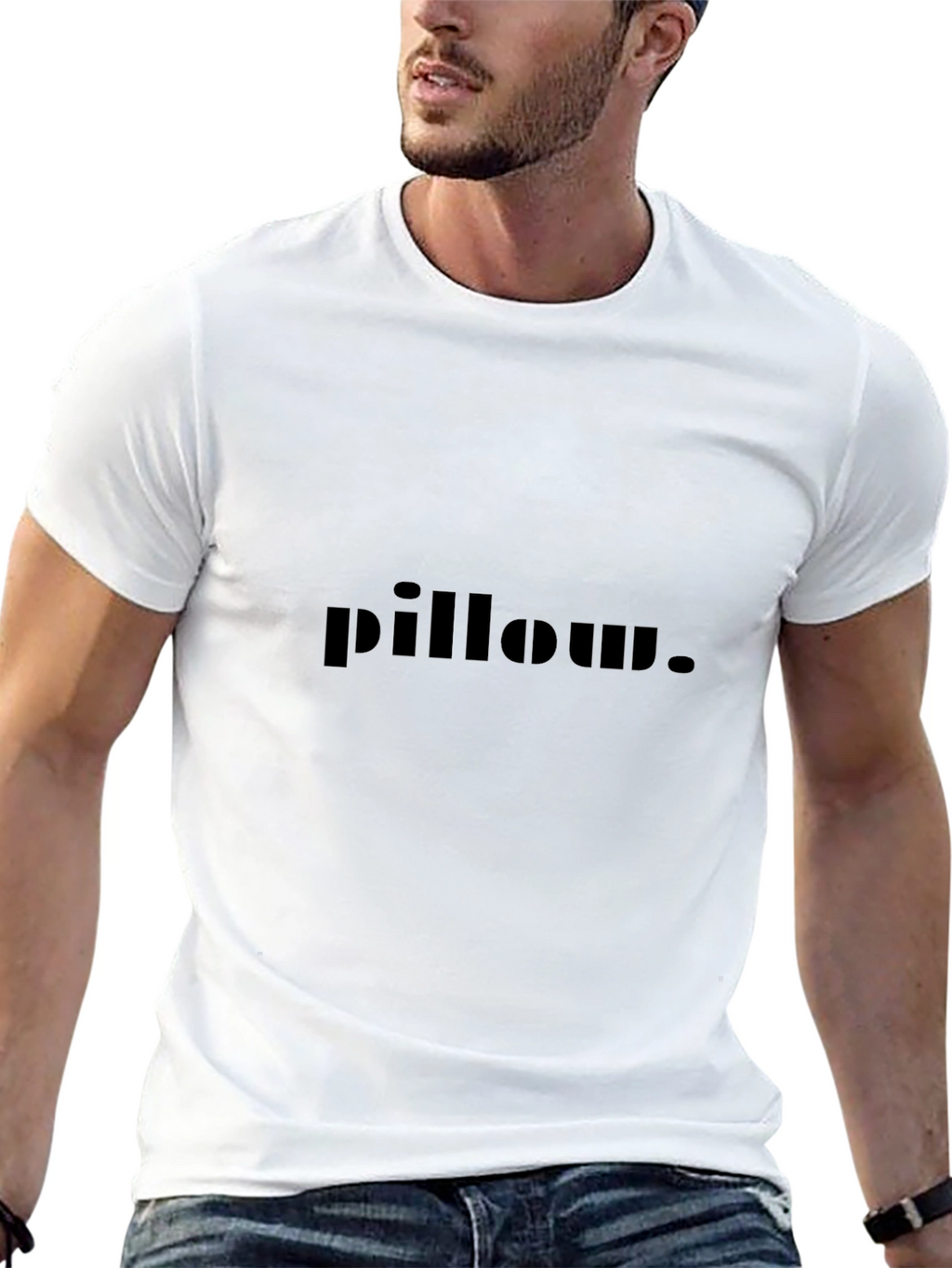 Mens Black pillow. Graphic T-Shirt